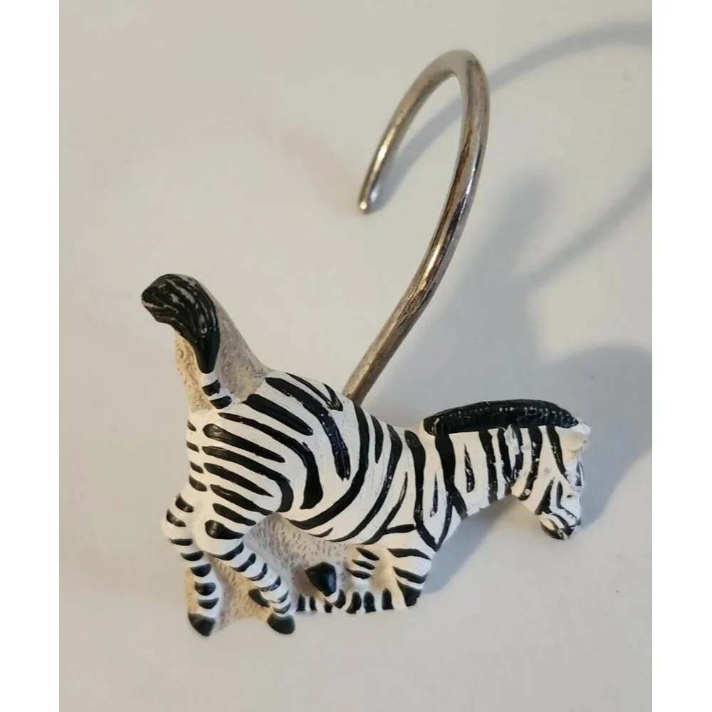 Shower Curtain 12 Zebra Hooks Decorative Safari